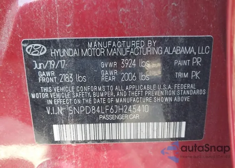 2018 Hyundai Elantra Sel from USA, damaged, VIN 5NPD84LF6JH245410